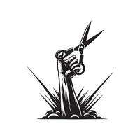 Fist Holding Scissors - Power and Precision Barber Tool vector