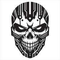 Techno Skull Clipart Illustration Featuring Digital Elements vector