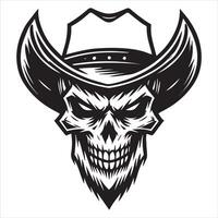 Cowboy Skull Clipart Illustration with Rugged Western Vibes vector