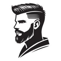 Modern Gentleman with Side Part and Beard - Sleek Barber Design vector