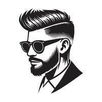 Stylish Man with Sunglasses and Undercut - Trendy Barber Design vector