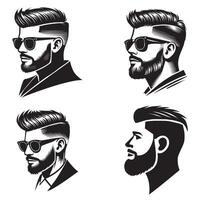 Stylish Men and Skull Barber Bundle - Modern Haircuts and Edgy Designs vector