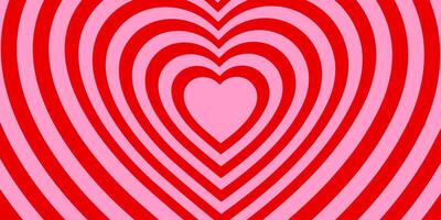 Monochrome horizontal background of heart shaped tunnel. Rainbow romantic pattern vector