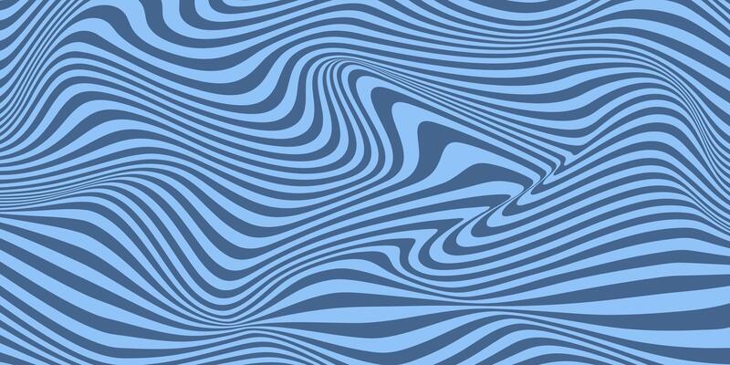 Abstract horizontal monochrome background with dynamic waves.Trendy illustration in style retro 60s, 70s. Blue colors