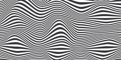 Abstract horizontal background with dynamic waves.Trendy illustration in style retro 60s, 70s.White and black colors vector