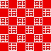 Monochrome seamless pattern with hearts on a checkered background.Modern retro illustration for decoration. Aesthetic print in style 60s, 70s. vector