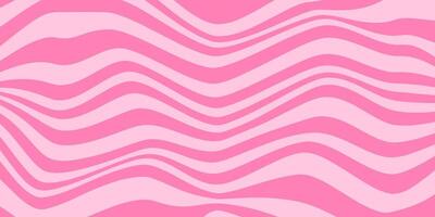 Abstract monochrome horizontal background with dynamic waves. Trendy illustration in style retro 60s, 70s. Pink colors vector
