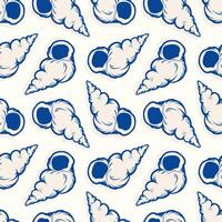 Shells, underwater life hand drawn seamless pattern background design. Repeating print for fabric, wrapping paper, textile, wallpaper vector