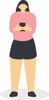Girl Character with Smartphone vector