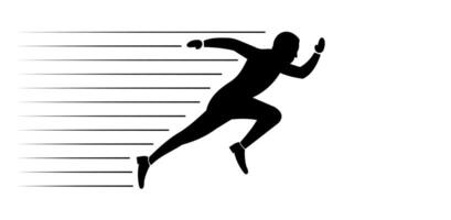 silhouette of an athlete running on a track, silhouette of a healthy man running on a road vector
