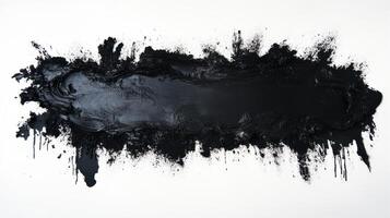 Abstract black paint stroke artwork on white canvas background photo