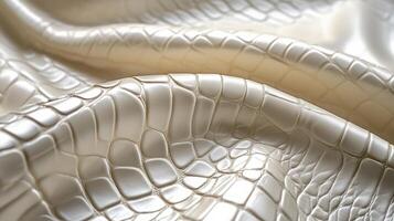 Luxurious cream-colored crocodile leather texture for fashion and design concepts photo