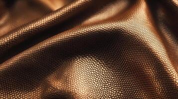 Luxurious metallic textured fabric with shimmering snake skin pattern photo