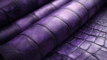 Luxurious purple crocodile leather texture with intricate pattern design photo