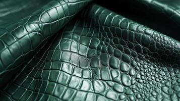 Textured green alligator leather surface for fashion and design concepts photo