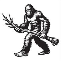 Bigfoot with a Branch - Ready for Action vector