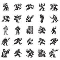 Ultimate Bigfoot Sasquatch Bundle - A Collection of Unique Poses and Actions vector