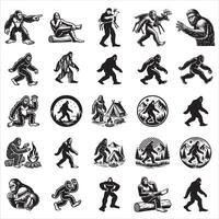 Bigfoot Sasquatch Poses Collection - Expressive and Dynamic Designs vector