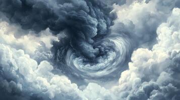 Dramatic Storm Clouds Swirling in Turbulent Sky Above photo