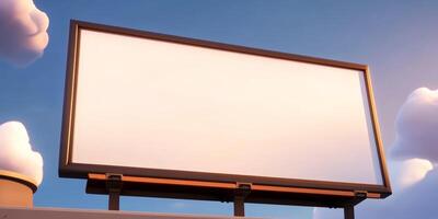 Blank Billboard in Urban Skyline at Sunset for Advertisement Concepts photo