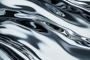 Abstract Liquid Metal Surface Wavy Metallic Texture with Reflective Silver Gloss photo