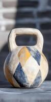 Colorful Geometric Ceramic Kettlebell with ed Design photo