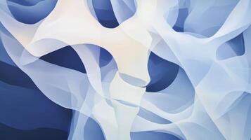 Abstract Flowing Layers of Blue and White Fabric in Gentle Motion photo