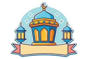 Stunning Ramadan Islamic elements with intricate lantern details and bold color palettes for festive graphic design projects vector