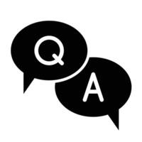 Two speech bubbles with the word q and a vector