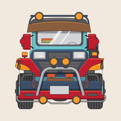 Philippine Vehicle Transportation Front View Colorful Design