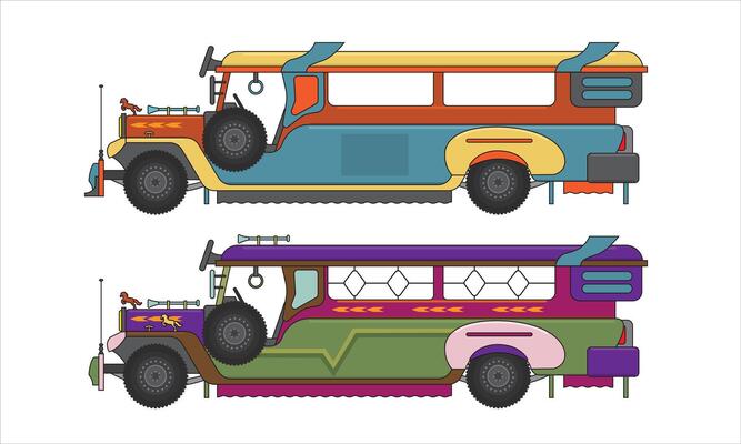Colorful Sideview Iconic Transportation Symbol Philippines