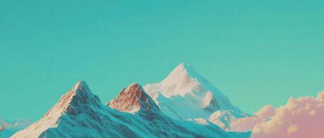 Majestic Himalayan mountains rise with snow-capped peaks under a vibrant sky photo