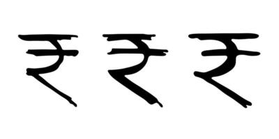 Hand drawn rupee currency symbol set Brush stroke doodle Single element for design 4 vector