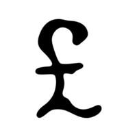 Hand drawn british pound currency symbol. Brush stroke doodle. Single element for design 4 vector