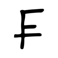 Hand drawn swiss franc currency symbol. Brush stroke doodle. Single element for design 4 vector