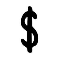 Hand drawn dollar currency symbol. Brush stroke doodle. Single element for design 4 vector