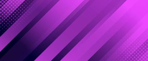 Purple abstract dynamic banner background with halftone. Gradient diagonal stripes vector