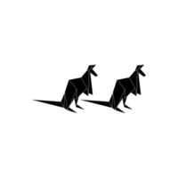 Pair Kangaroo Shape Inspired by Origami Form, can use for Logo, Pictogram, Animal Figure, Website, Apps, or Graphic Design Element. BW vector
