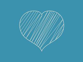 A simple white outline of a heart shape on a solid blue background vector