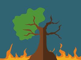 A stylized image of a tree with green leaves and brown trunk vector