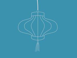 A white outline of a traditional Asian lantern with a tassel hanging from the bottom vector