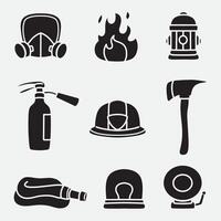set of fire fighter good for icon, symbol, silhouette design, element design, etc vector