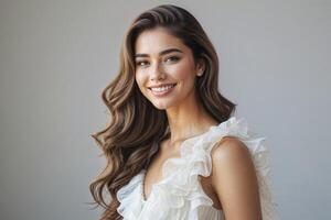 Portrait of Woman with Wavy Brown Hair photo
