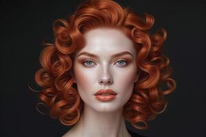 Portrait of Woman with Red Curly Hair photo