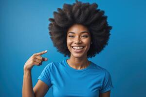 Portrait of Smiling Woman with Afro Hairstyle photo