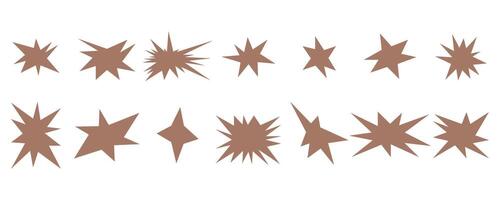 Set of trendy irregular stars and sparkles. Simple doodle abstract elements. vector