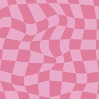 Y2k Retro Background. Distorted Checkered Wavy Swirl Chess. vector