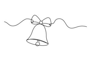 Christmas bell single line art drawing continuous isolated on white minimalist style vector
