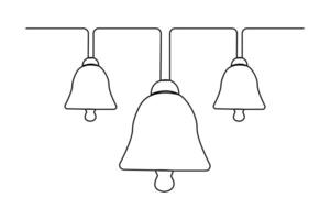 Simple illustration of christmas bell continuous single line art icon vector