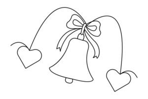 One continuous line drawing of christmas bell linear style Hand drawn isolated illustration vector